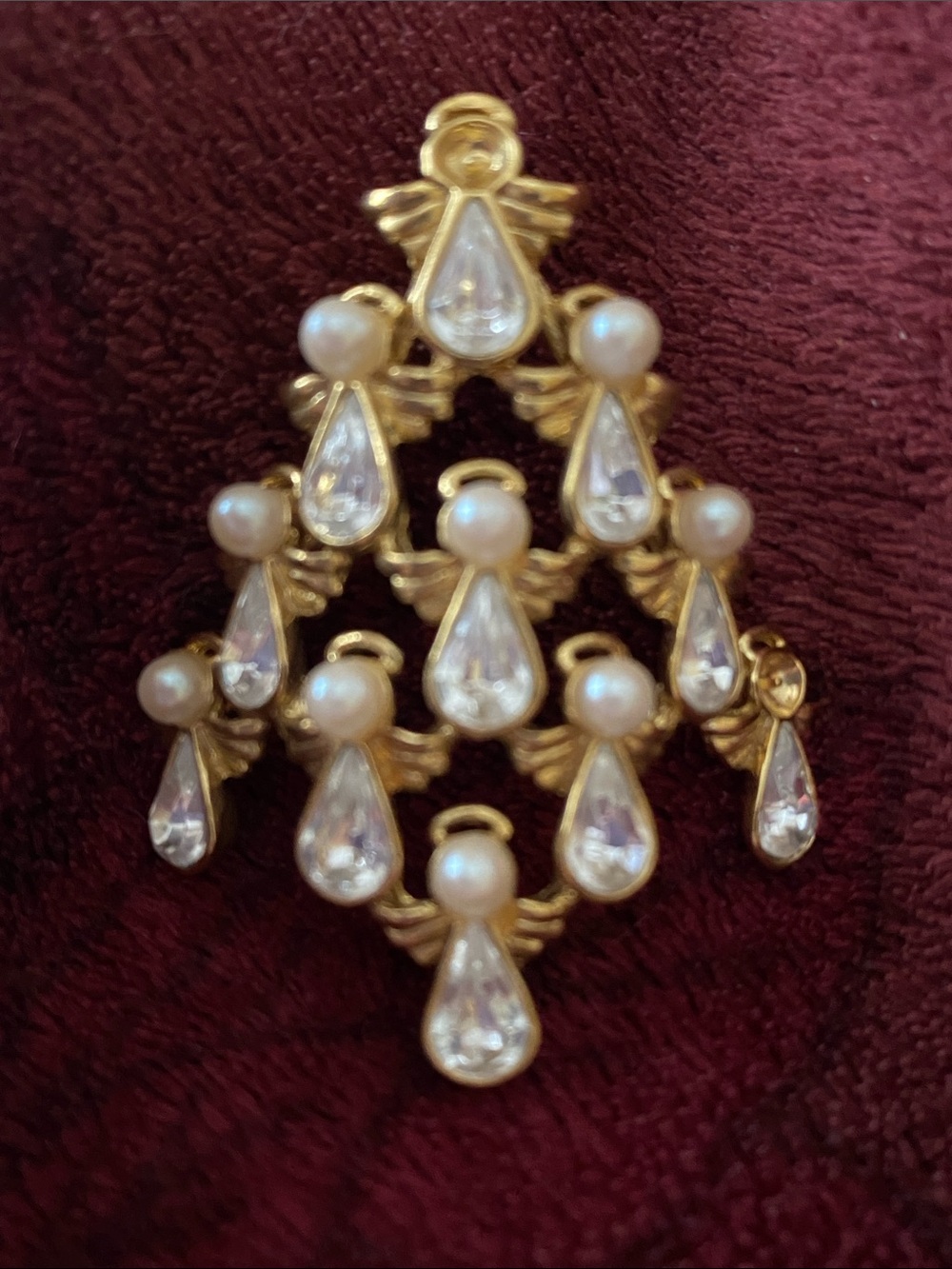 Vintage Nina Ricci for Avon “Tree of Angels” Christmas brooch from the 1970s-80s
